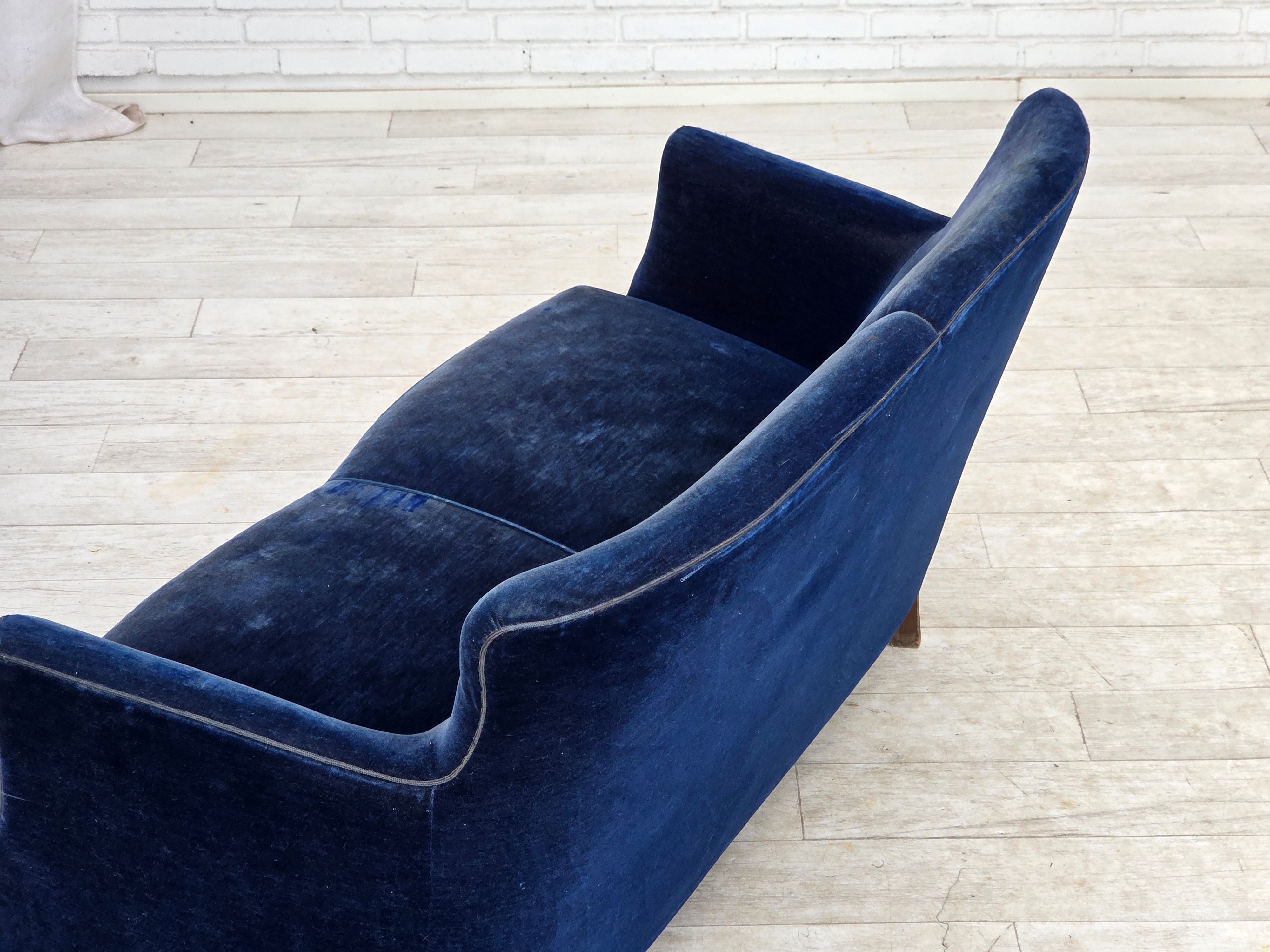 Danish_Two-Seater_Sofa_in_Dark_Blue_Velour_and_Ash_Wood,_Denmark,_1960s