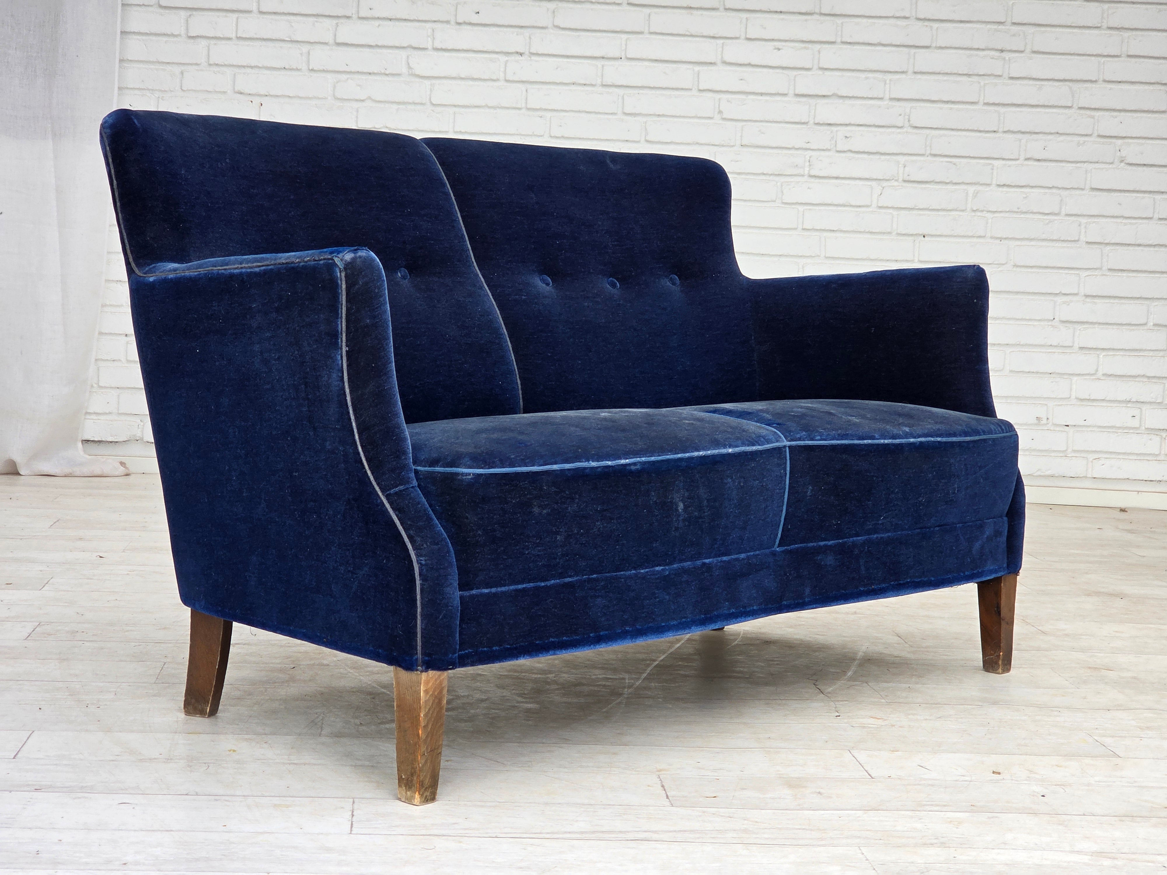 Danish_Two-Seater_Sofa_in_Dark_Blue_Velour_and_Ash_Wood,_Denmark,_1960s