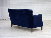 Danish_Two-Seater_Sofa_in_Dark_Blue_Velour_and_Ash_Wood,_Denmark,_1960s