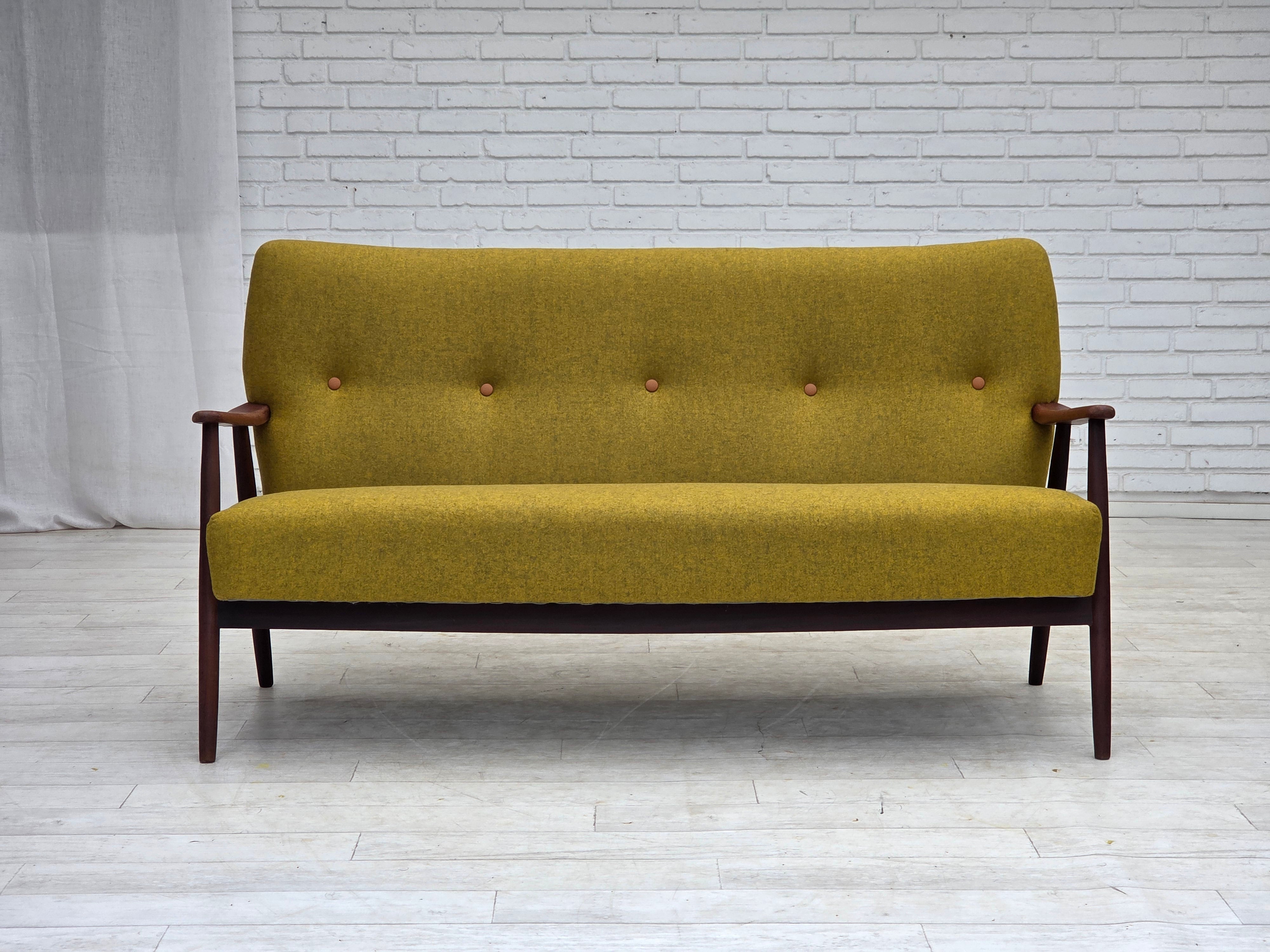 Danish_Two-Seater_Sofa_in_Mustard_Yellow_Wool_and_Teak,_Denmark,_1960s