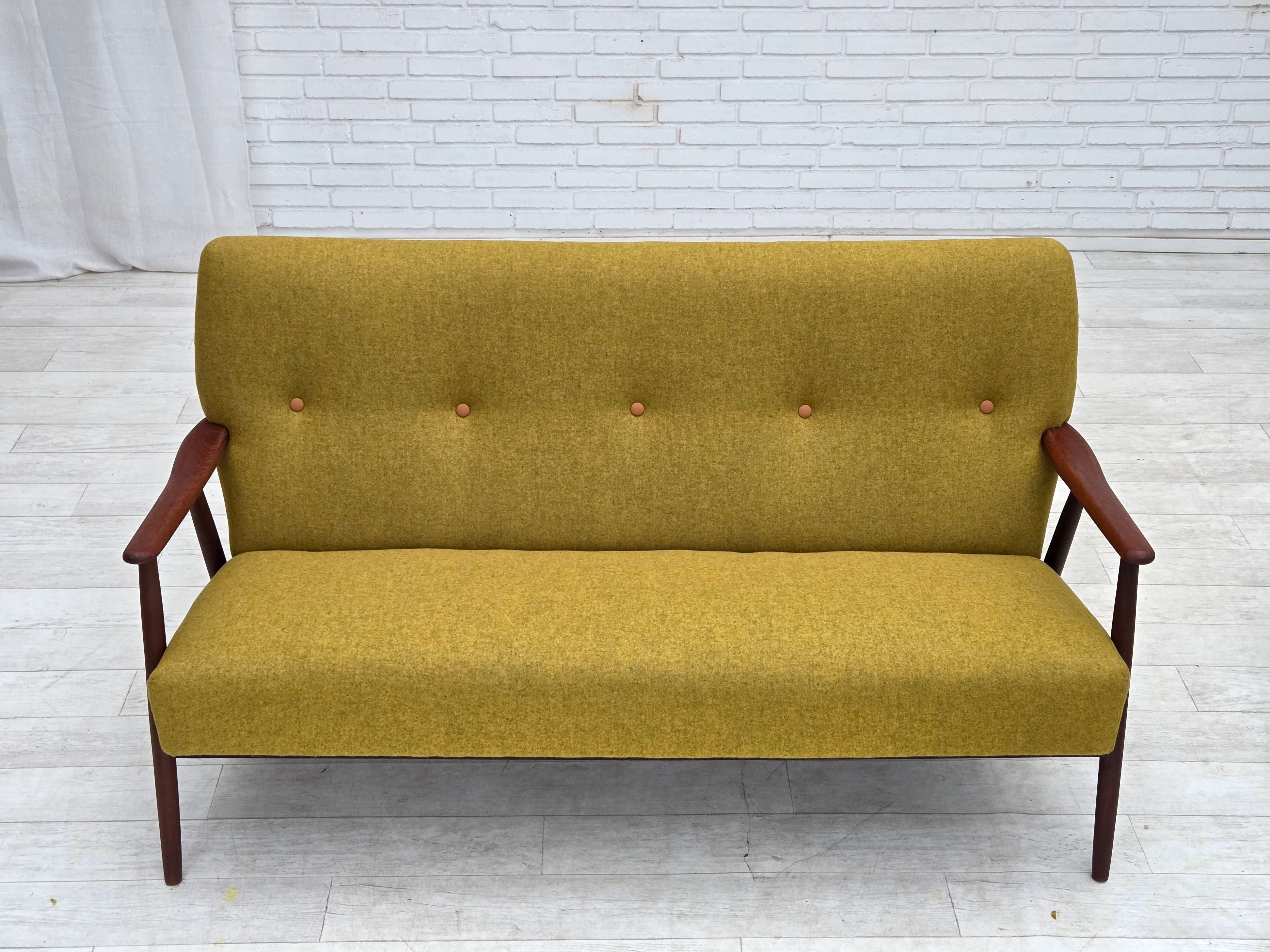 Danish_Two-Seater_Sofa_in_Mustard_Yellow_Wool_and_Teak,_Denmark,_1960s