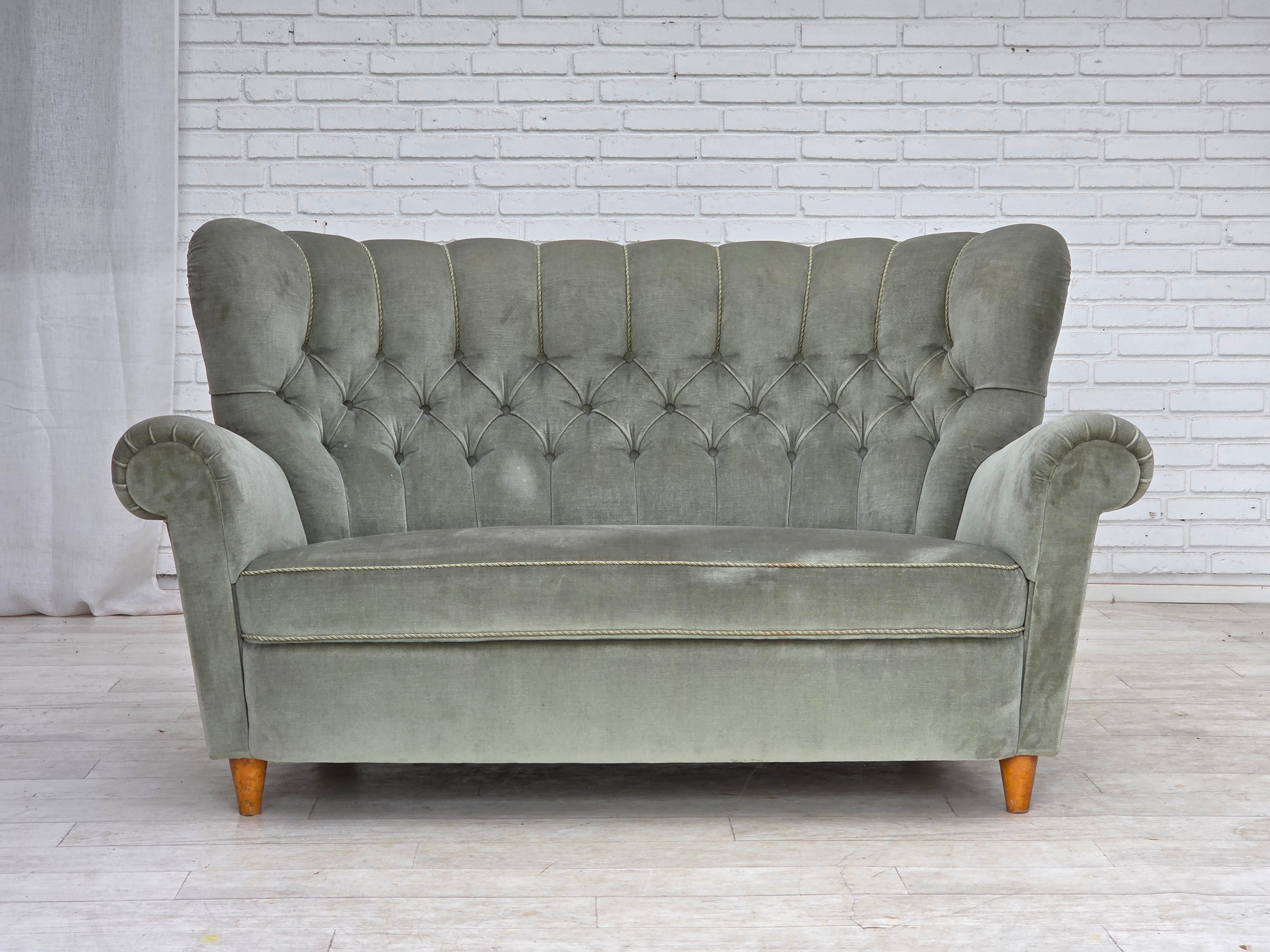 Scandinavian_Two-Seater_Sofa_in_Light_Green_Velour_and_Ash_Wood,_1960s