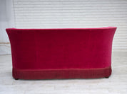 Danish_Mid-Century_Modern_Two-Seater_Sofa_in_Original_Red_Velour,_Ash_Wood_and_Brass,_Denmark,_1960s