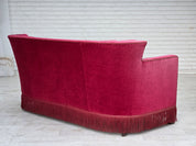 Danish_Mid-Century_Modern_Two-Seater_Sofa_in_Original_Red_Velour,_Ash_Wood_and_Brass,_Denmark,_1960s