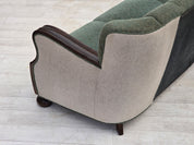 1960s_Danish_3-Seater_Sofa_in_Green_and_Light_Grey_Wool_with_Oak_Frame