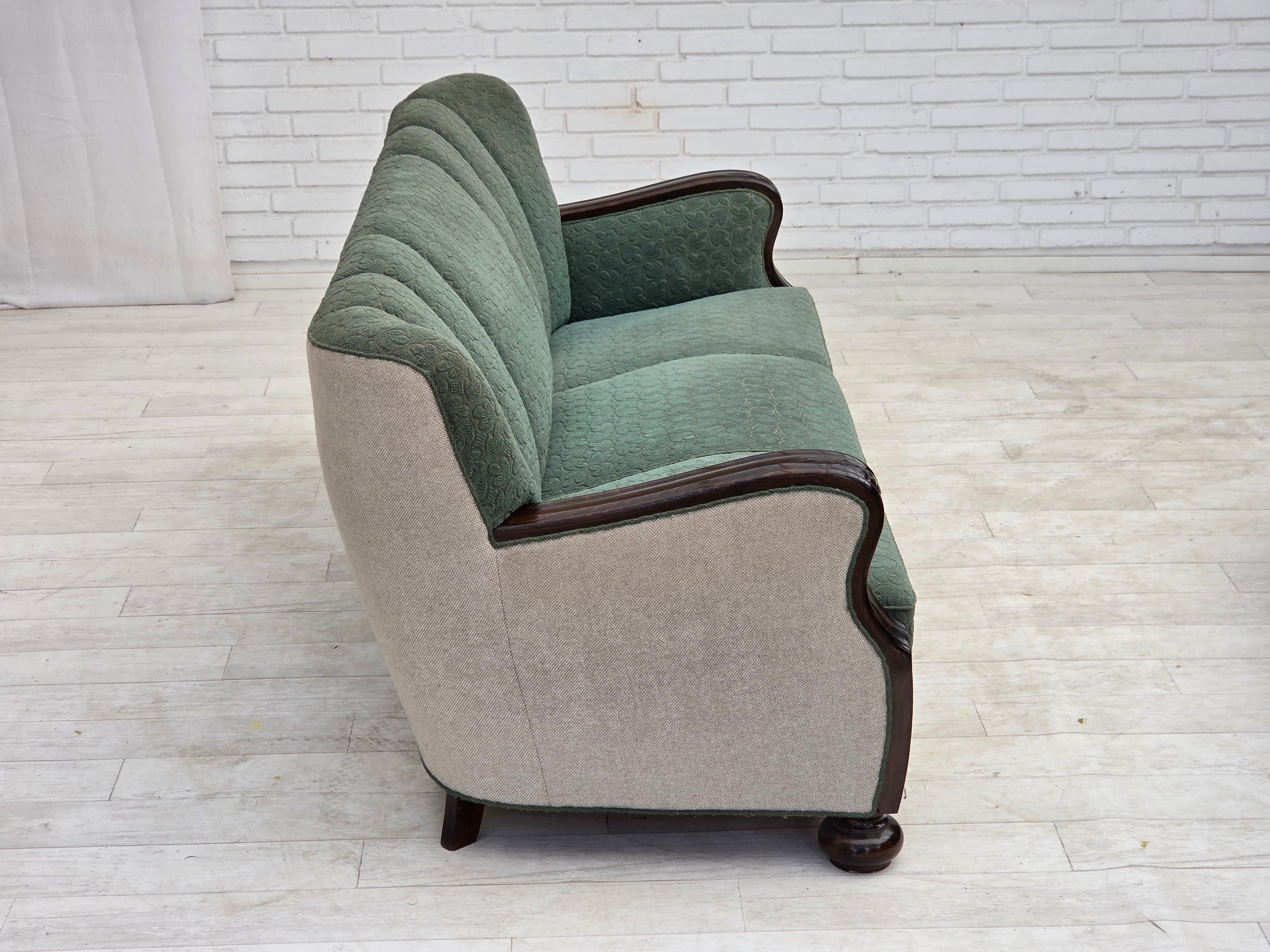 1960s_Danish_3-Seater_Sofa_in_Green_and_Light_Grey_Wool_with_Oak_Frame