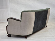 1960s_Danish_3-Seater_Sofa_in_Green_and_Light_Grey_Wool_with_Oak_Frame