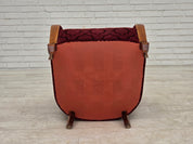 Danish_Cherry_Red_Velour_Lounge_Chair_with_Bent_Beechwood_Frame,_1960s