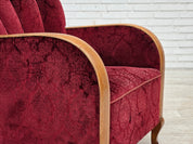 Danish_Cherry_Red_Velour_Lounge_Chair_with_Bent_Beechwood_Frame,_1960s