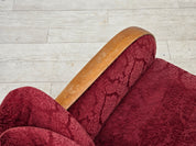 Danish_Cherry_Red_Velour_Lounge_Chair_with_Bent_Beechwood_Frame,_1960s