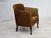 Danish_Armchair_in_Green_Velour_with_Ash_Wood_and_Brass_Springs,_Denmark,_1950s
