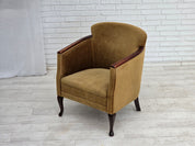 Danish_Armchair_in_Green_Velour_with_Ash_Wood_and_Brass_Springs,_Denmark,_1950s