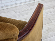 Danish_Armchair_in_Green_Velour_with_Ash_Wood_and_Brass_Springs,_Denmark,_1950s