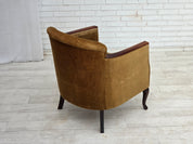 Danish_Armchair_in_Green_Velour_with_Ash_Wood_and_Brass_Springs,_Denmark,_1950s