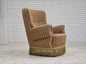 1960s_Danish_Armchair_in_Green_and_Brown_Velour_with_Beech_and_Brass_Details