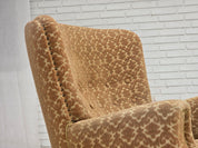 1960s_Danish_Armchair_in_Green_and_Brown_Velour_with_Beech_and_Brass_Details