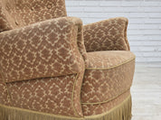 1960s_Danish_Armchair_in_Green_and_Brown_Velour_with_Beech_and_Brass_Details