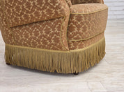 1960s_Danish_Armchair_in_Green_and_Brown_Velour_with_Beech_and_Brass_Details