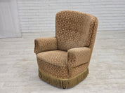 1960s_Danish_Armchair_in_Green_and_Brown_Velour_with_Beech_and_Brass_Details