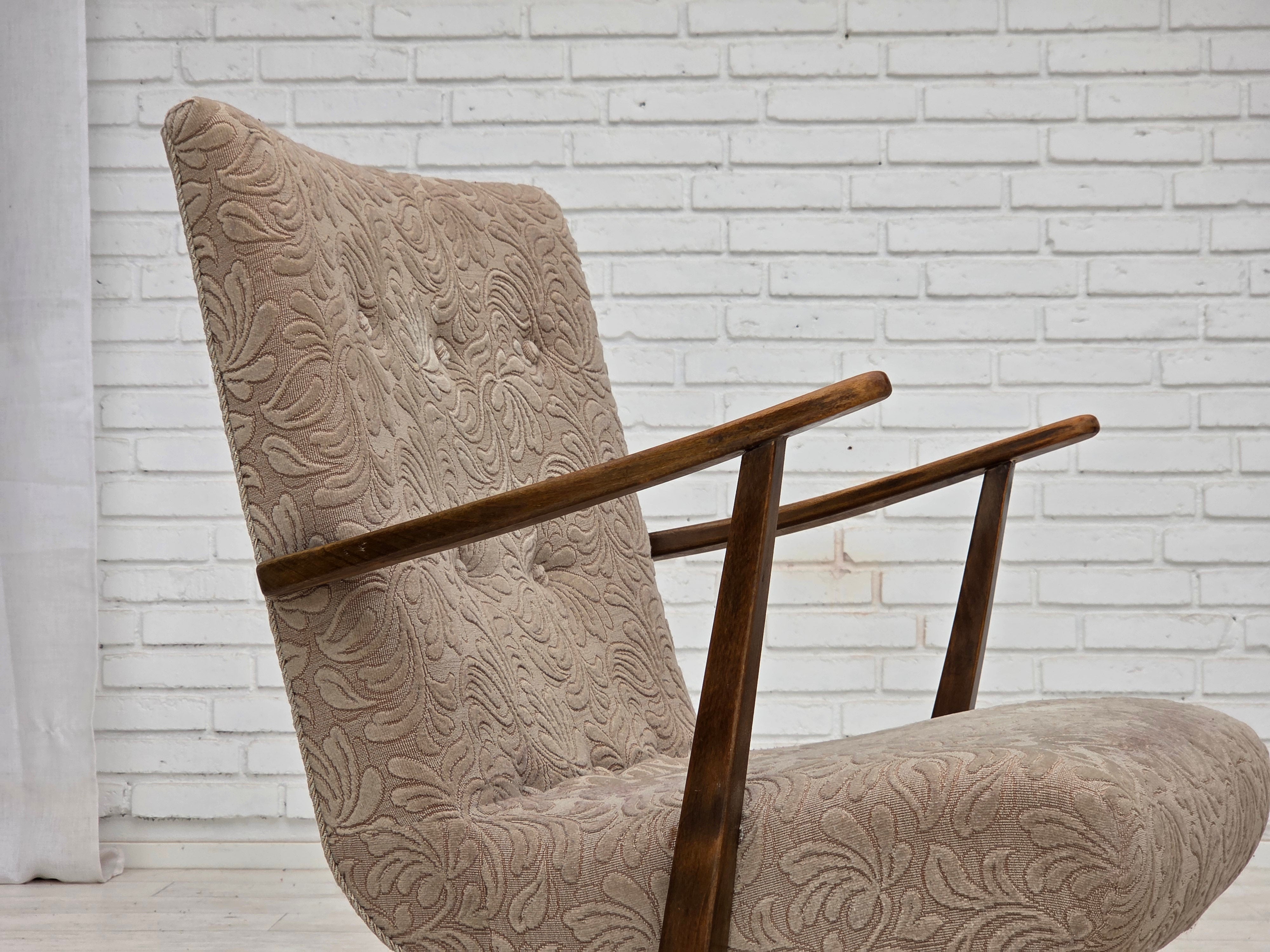 Danish_Beige_Wool_Lounge_Chair_with_Beech_Legs,_1960s