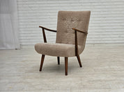 Danish_Beige_Wool_Lounge_Chair_with_Beech_Legs,_1960s