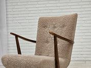 Danish_Beige_Wool_Lounge_Chair_with_Beech_Legs,_1960s