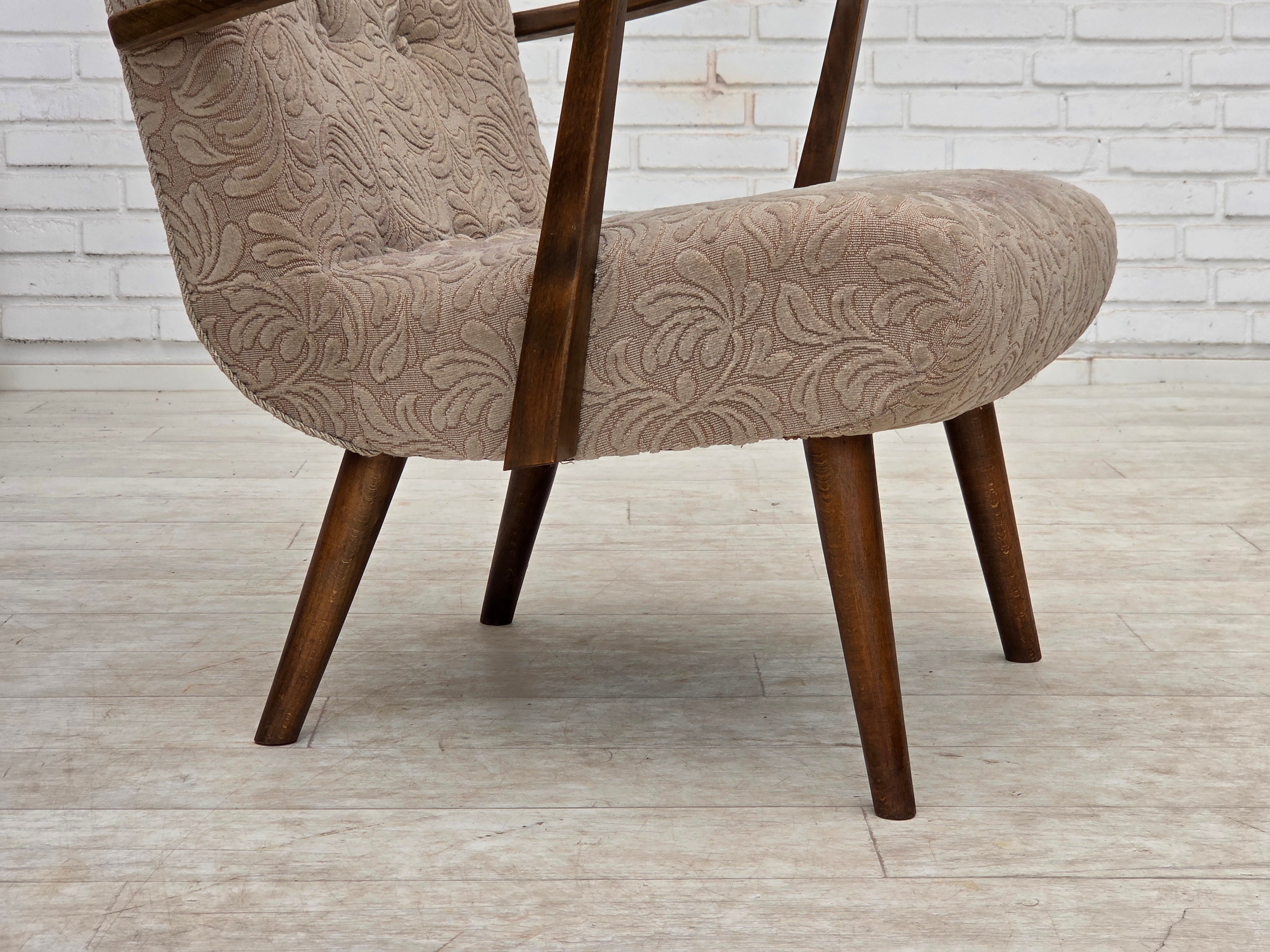Danish_Beige_Wool_Lounge_Chair_with_Beech_Legs,_1960s