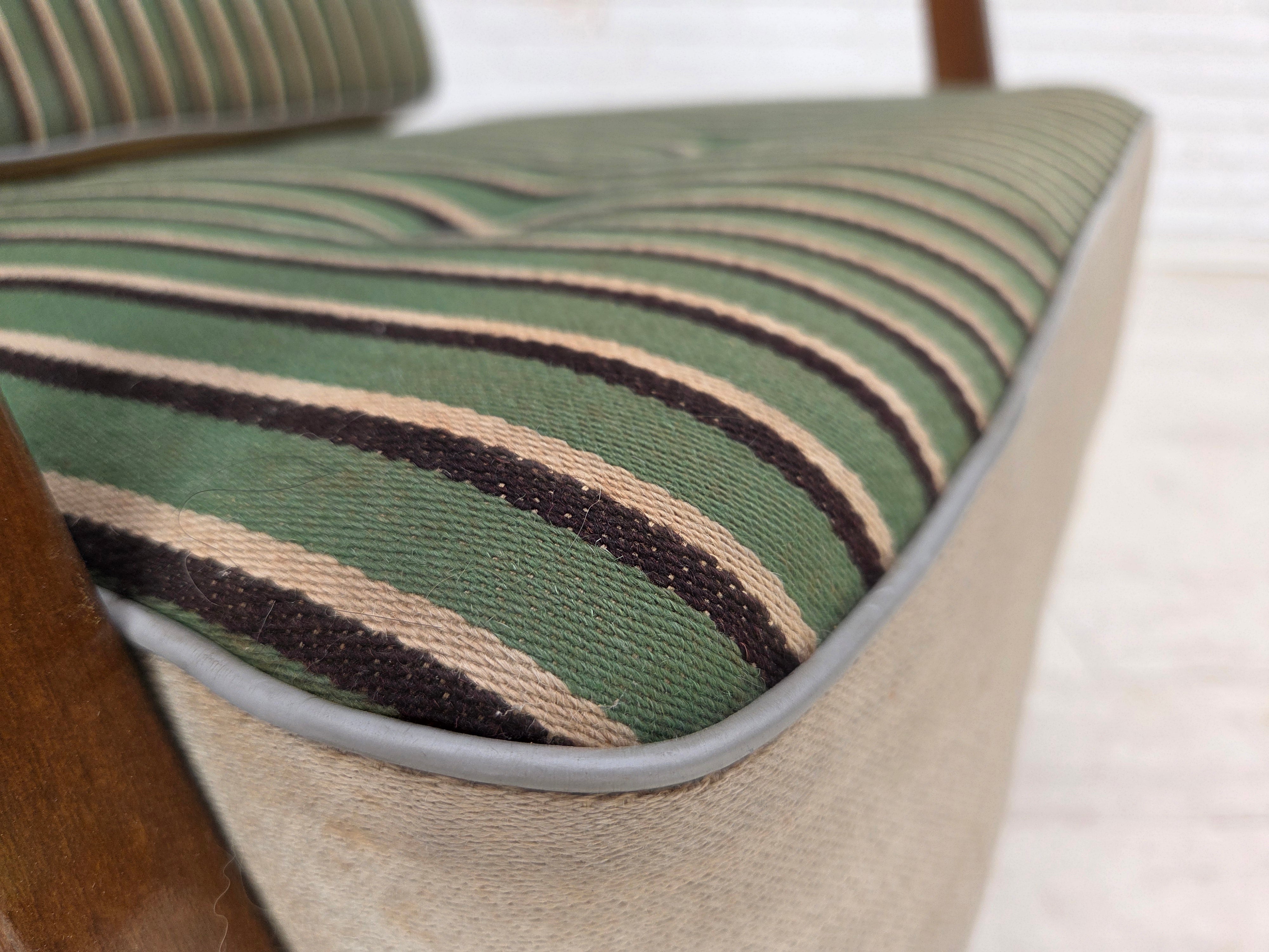 Danish_Armchair_in_Green_Striped_and_Honey_Yellow_Wool,_Beech,_Denmark,_1960s