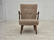 Danish_Beige_Wool_Lounge_Chair_with_Beech_Legs,_1960s