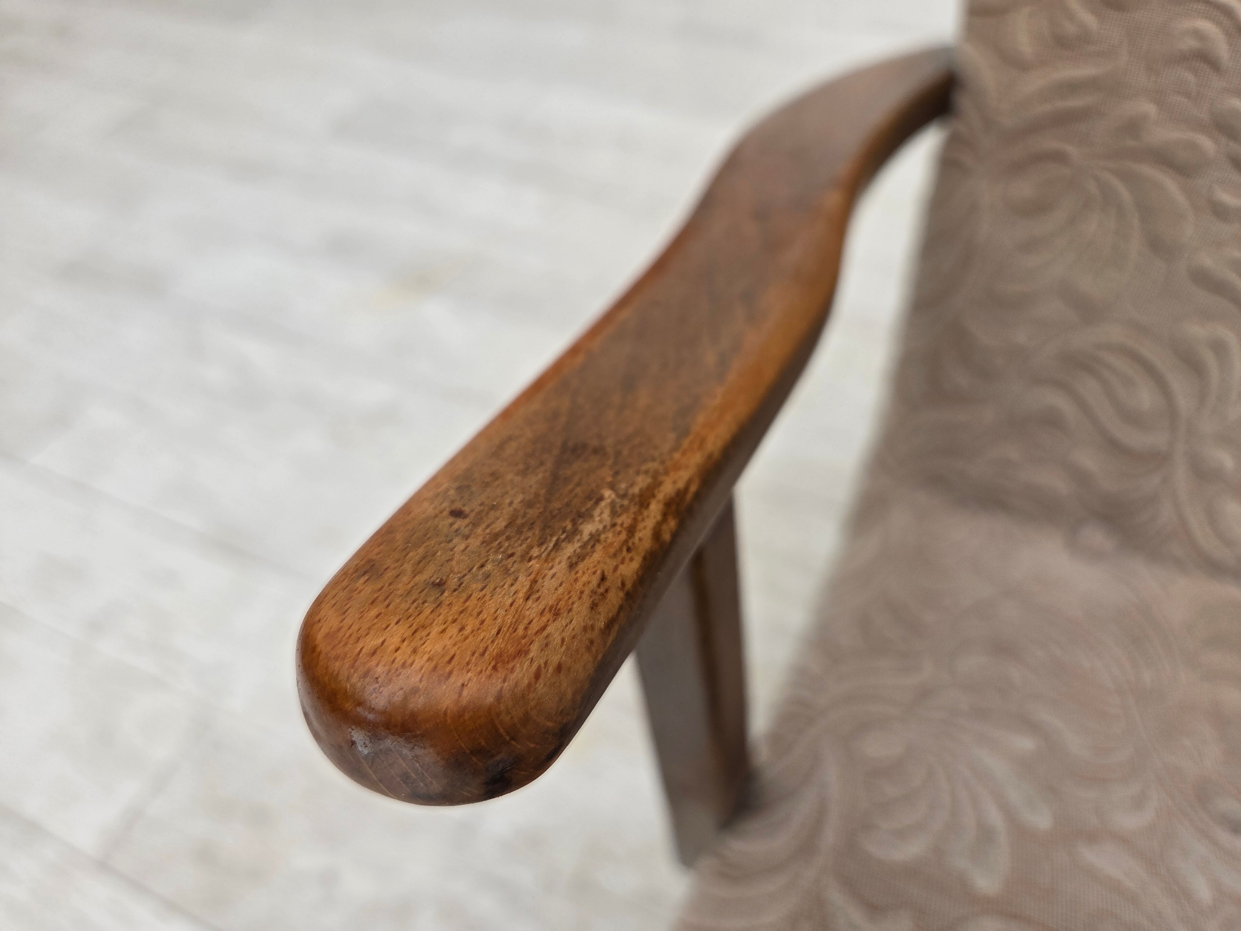 Danish_Beige_Wool_Lounge_Chair_with_Beech_Legs,_1960s