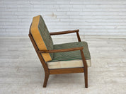 Danish_Armchair_in_Green_Striped_and_Honey_Yellow_Wool,_Beech,_Denmark,_1960s