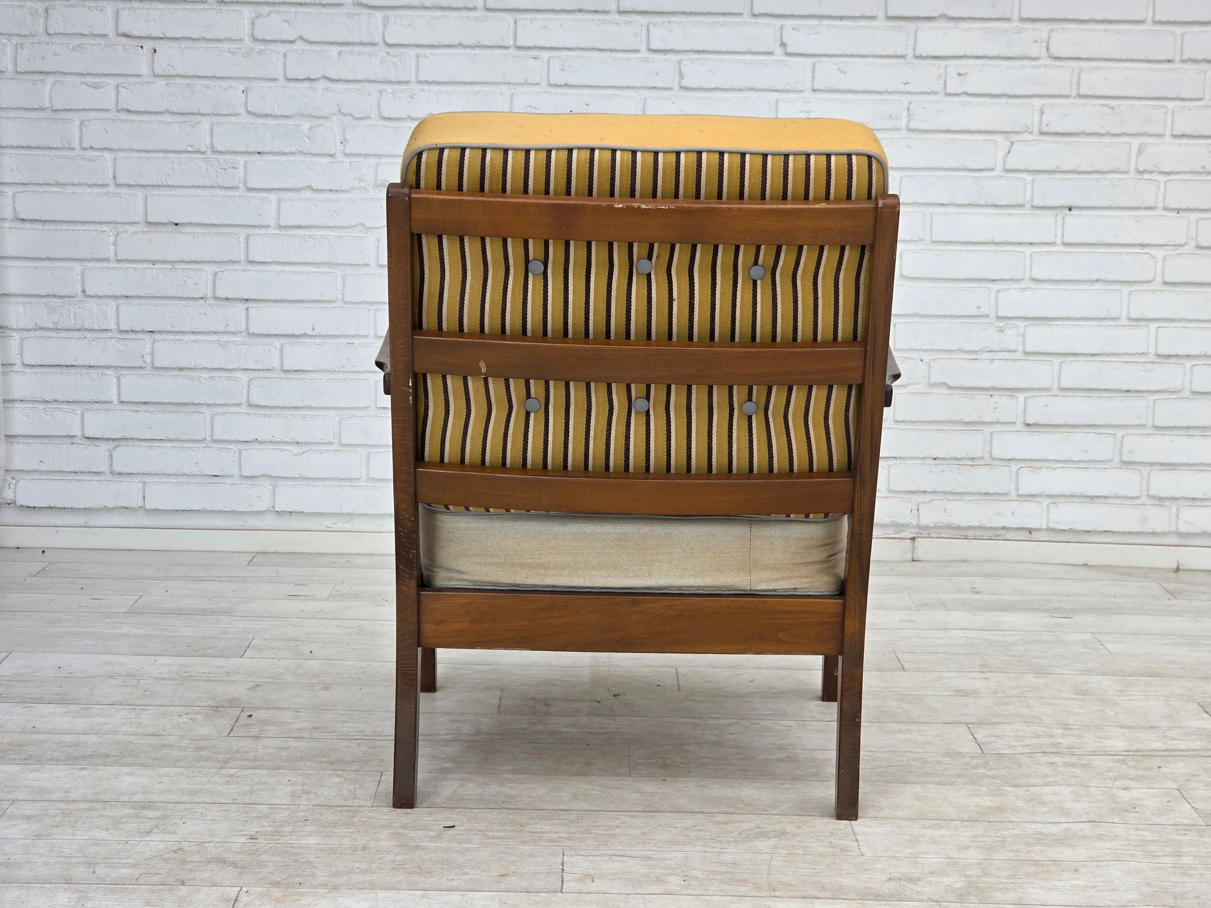 Danish_Armchair_in_Green_Striped_and_Honey_Yellow_Wool,_Beech,_Denmark,_1960s
