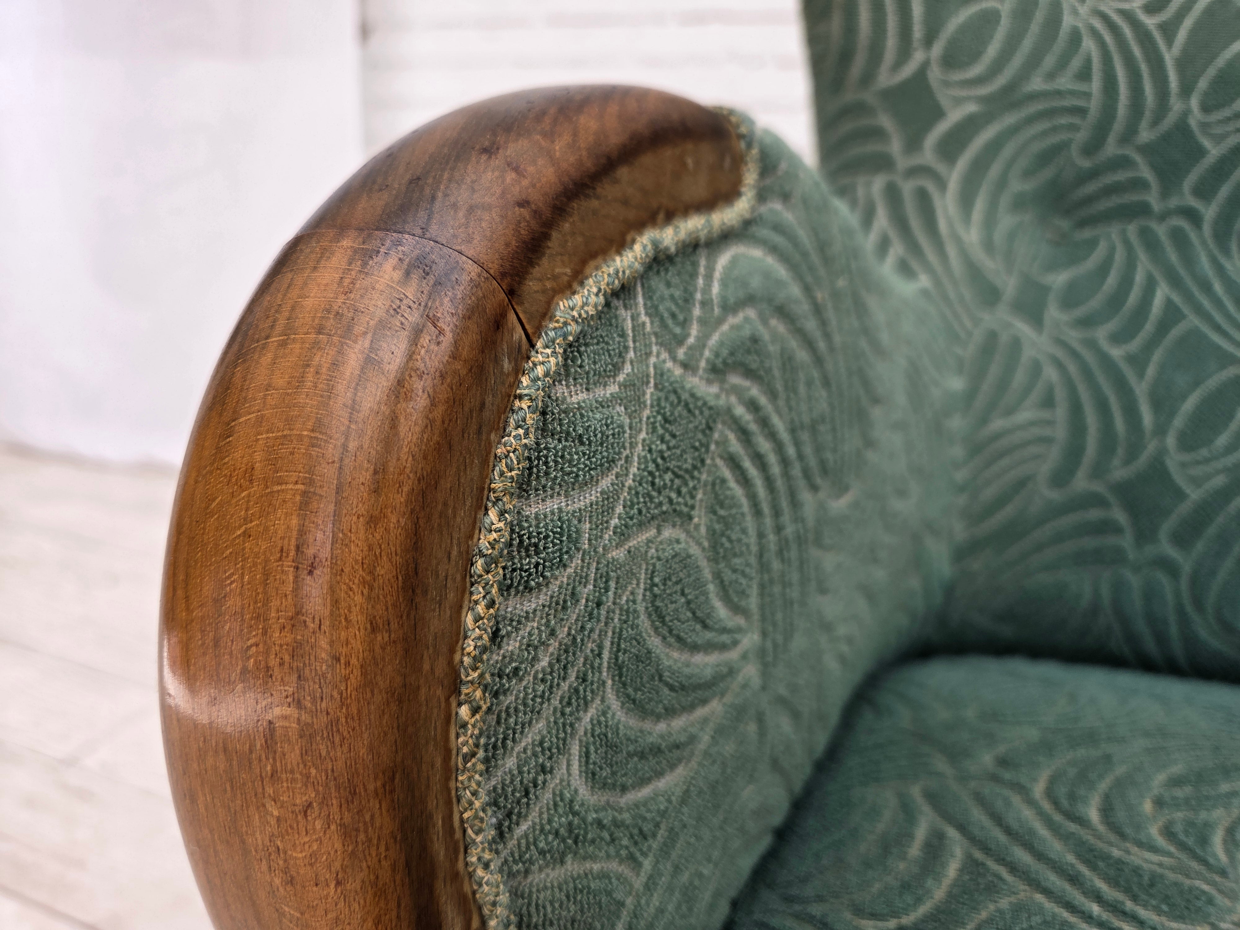 Danish_Armchair_by_Slagelse_Møbelværk_in_Green_Velour_and_Beech,_Denmark,_1960s