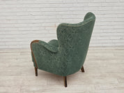 Danish_Armchair_by_Slagelse_Møbelværk_in_Green_Velour_and_Beech,_Denmark,_1960s