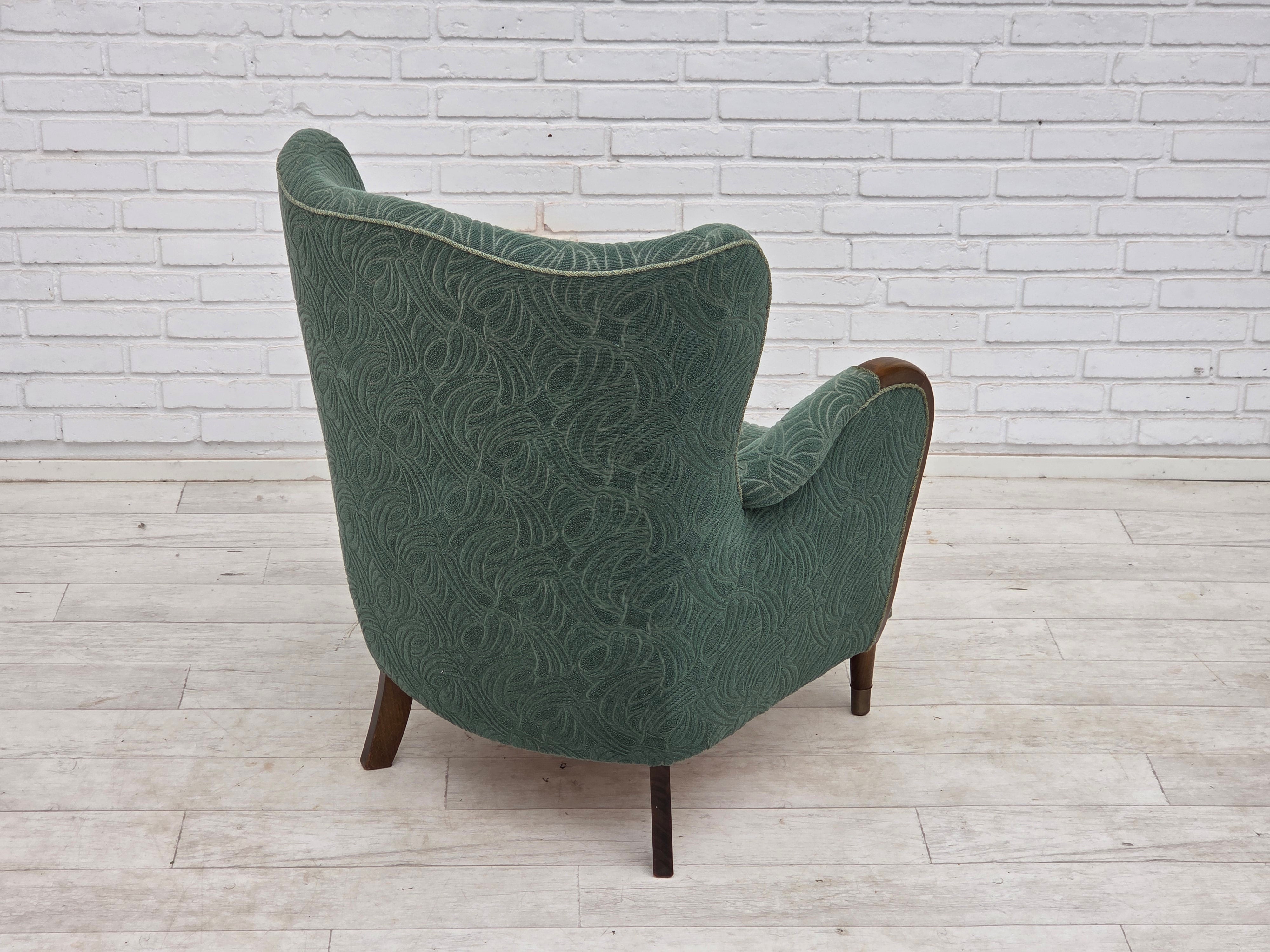 Danish_Armchair_by_Slagelse_Møbelværk_in_Green_Velour_and_Beech,_Denmark,_1960s