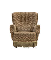 1960s_Danish_Armchair_in_Green_and_Brown_Velour_with_Beech_and_Brass_Details