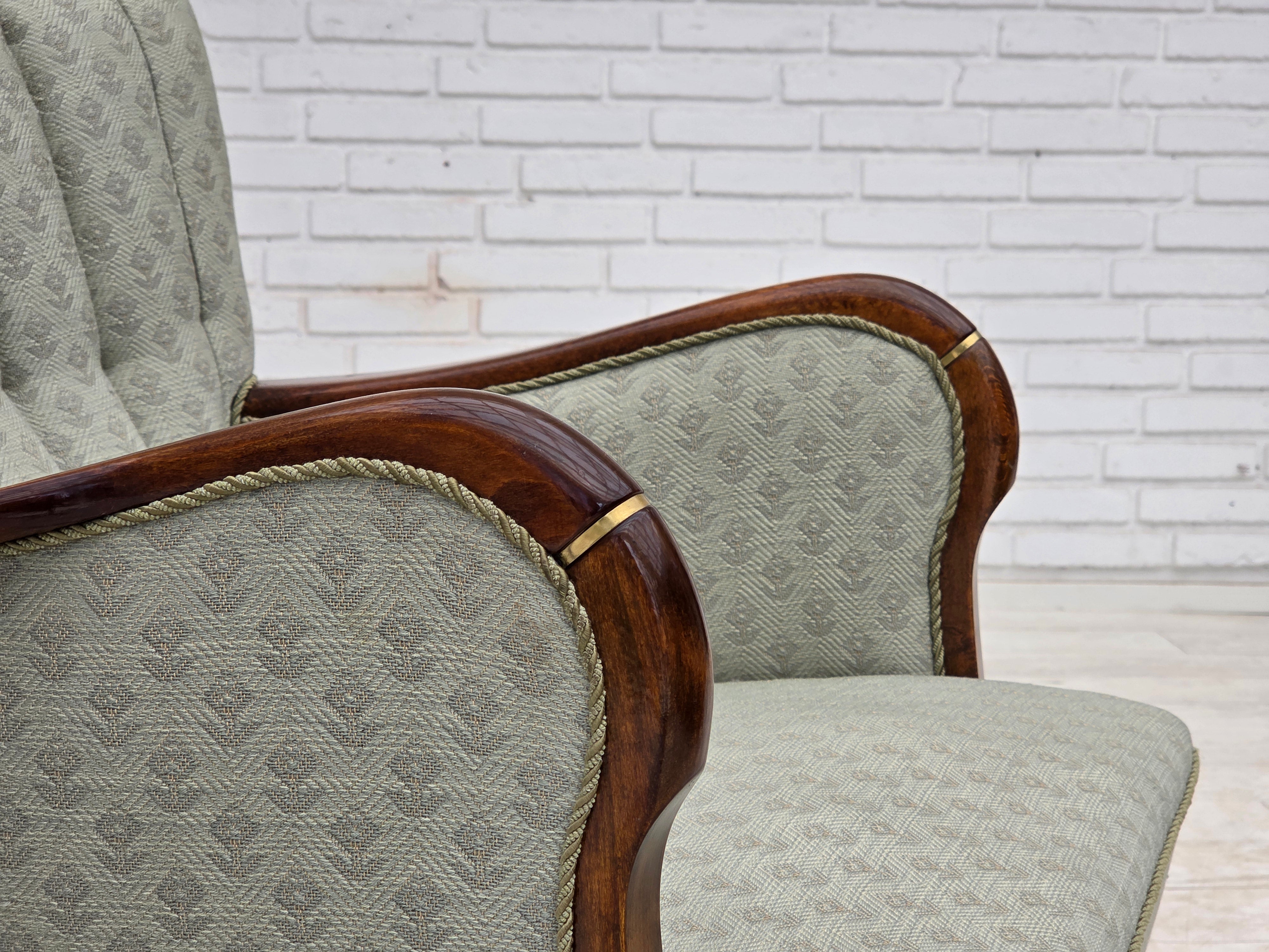 Danish_Light_Green_Upholstered_Armchair_with_Beech_Arms,_1960s