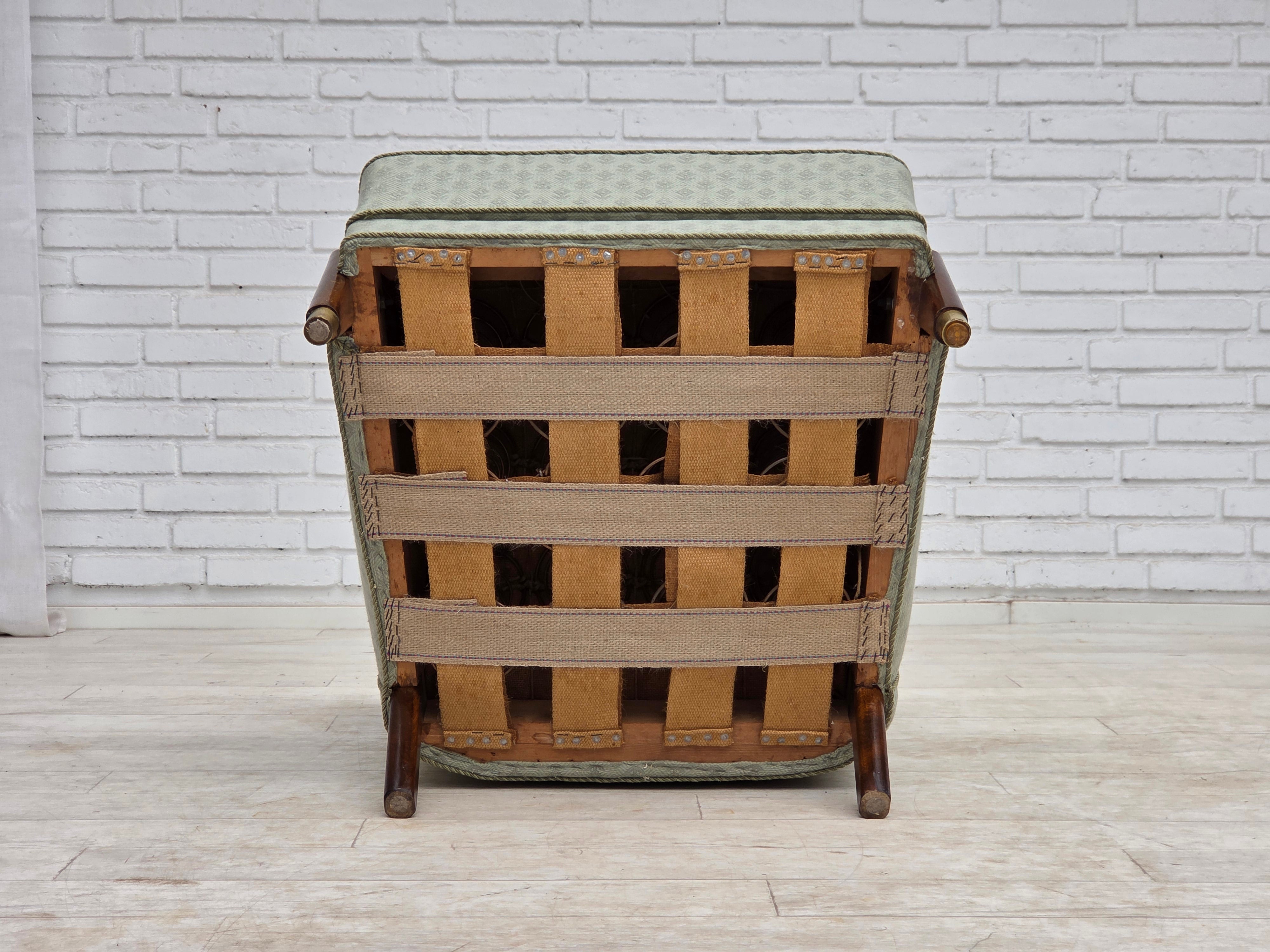 Danish_Light_Green_Upholstered_Armchair_with_Beech_Arms,_1960s
