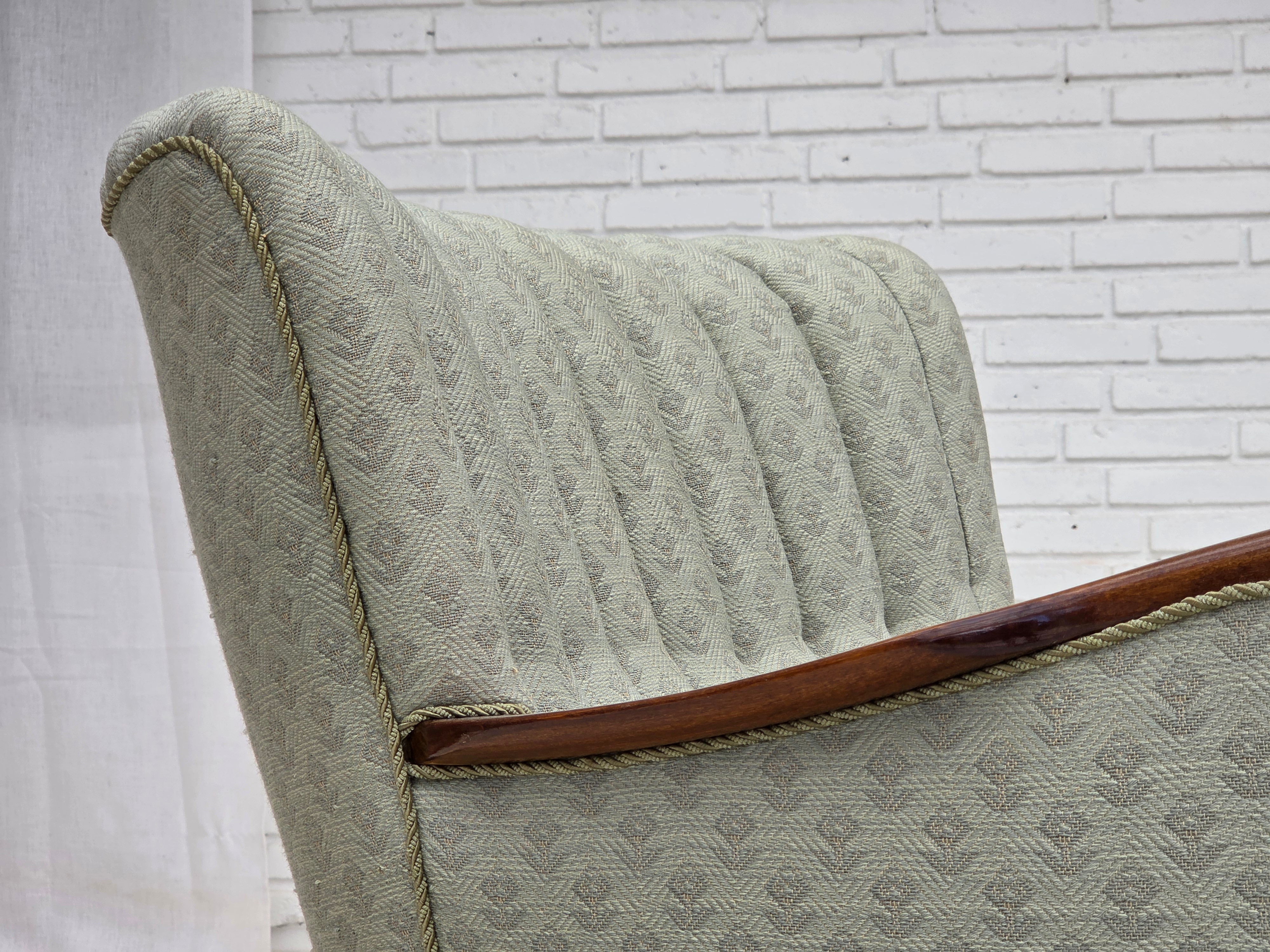 Danish_Light_Green_Upholstered_Armchair_with_Beech_Arms,_1960s