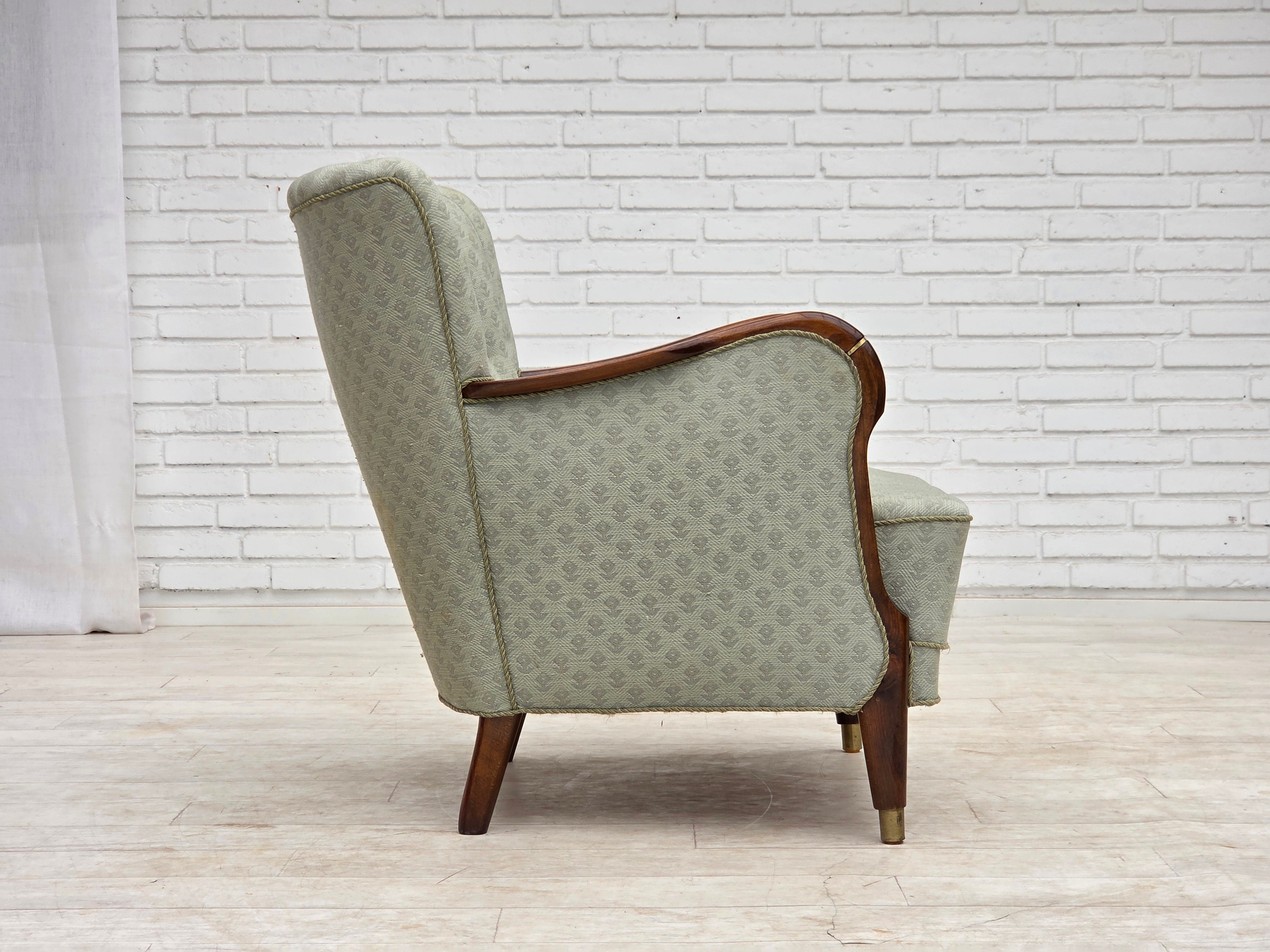 Danish_Light_Green_Upholstered_Armchair_with_Beech_Arms,_1960s