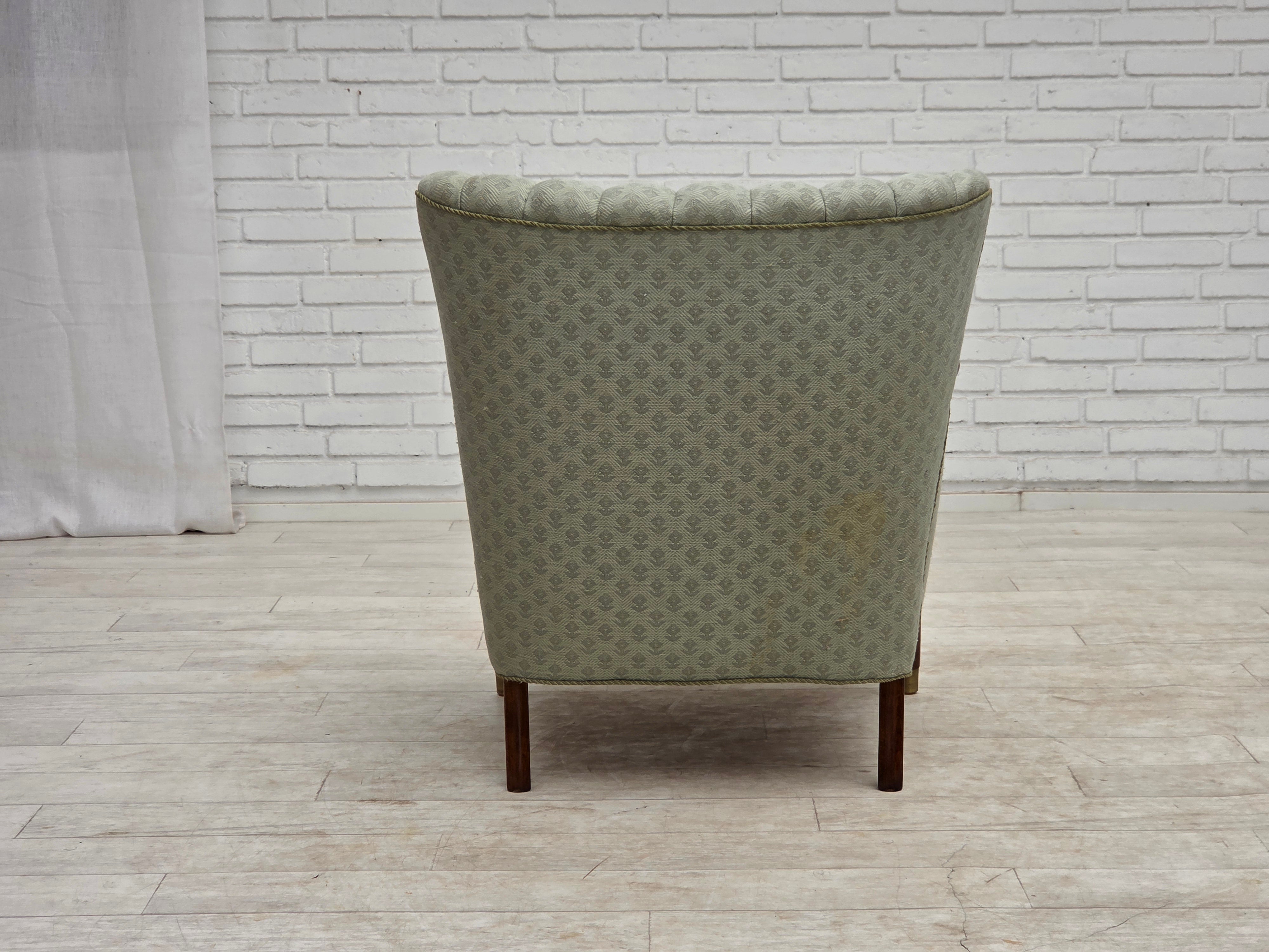 Danish_Light_Green_Upholstered_Armchair_with_Beech_Arms,_1960s