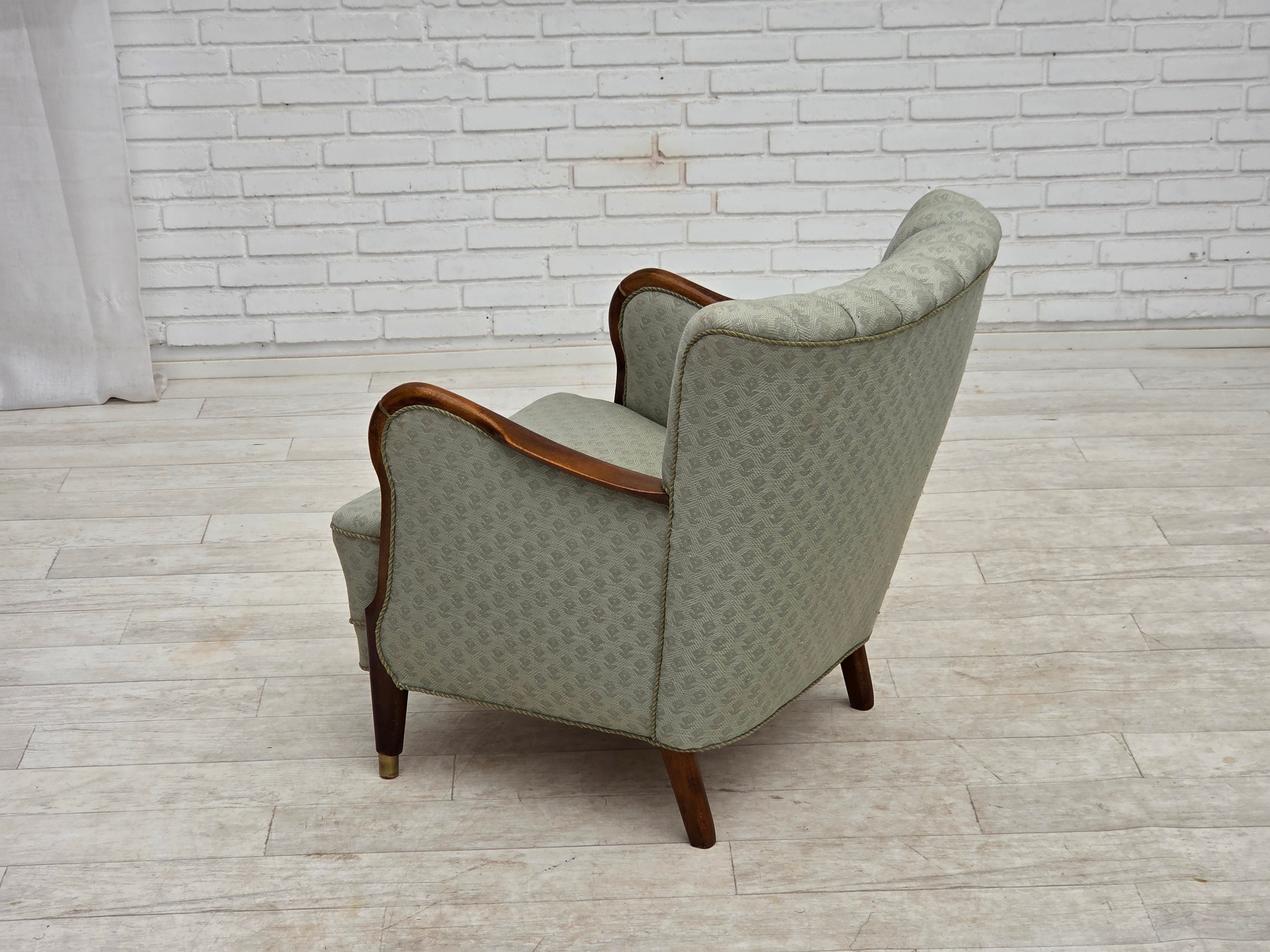 Danish_Light_Green_Upholstered_Armchair_with_Beech_Arms,_1960s