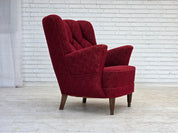 Danish_Red_Fabric_Lounge_Chair_with_Beech_Legs,_1960s