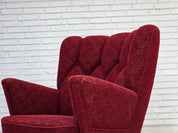 Danish_Red_Fabric_Lounge_Chair_with_Beech_Legs,_1960s
