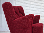 Danish_Red_Fabric_Lounge_Chair_with_Beech_Legs,_1960s