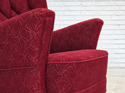 Danish_Red_Fabric_Lounge_Chair_with_Beech_Legs,_1960s