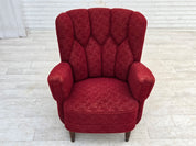 Danish_Red_Fabric_Lounge_Chair_with_Beech_Legs,_1960s