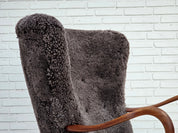 Danish_Mid-Century_Modern_Armchair_in_Genuine_Sheepskin,_Teak_and_Brass,_Denmark,_1960s