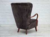 Danish_Mid-Century_Modern_Armchair_in_Genuine_Sheepskin,_Teak_and_Brass,_Denmark,_1960s