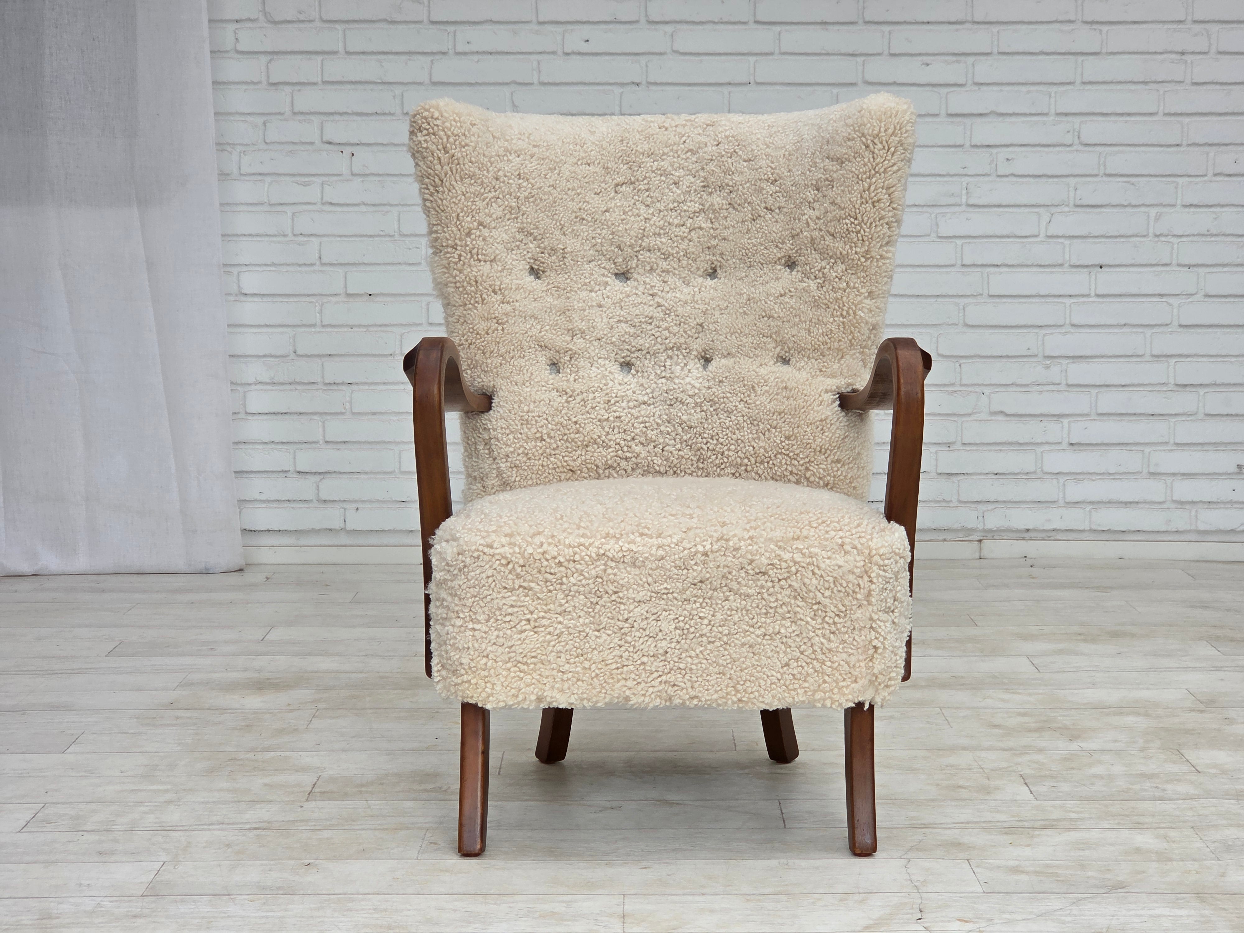High-Back_Armchair_by_Alfred_Christensen_for_Slagelse_Møbelværk_in_Sheepskin,_Denmark,_1960s